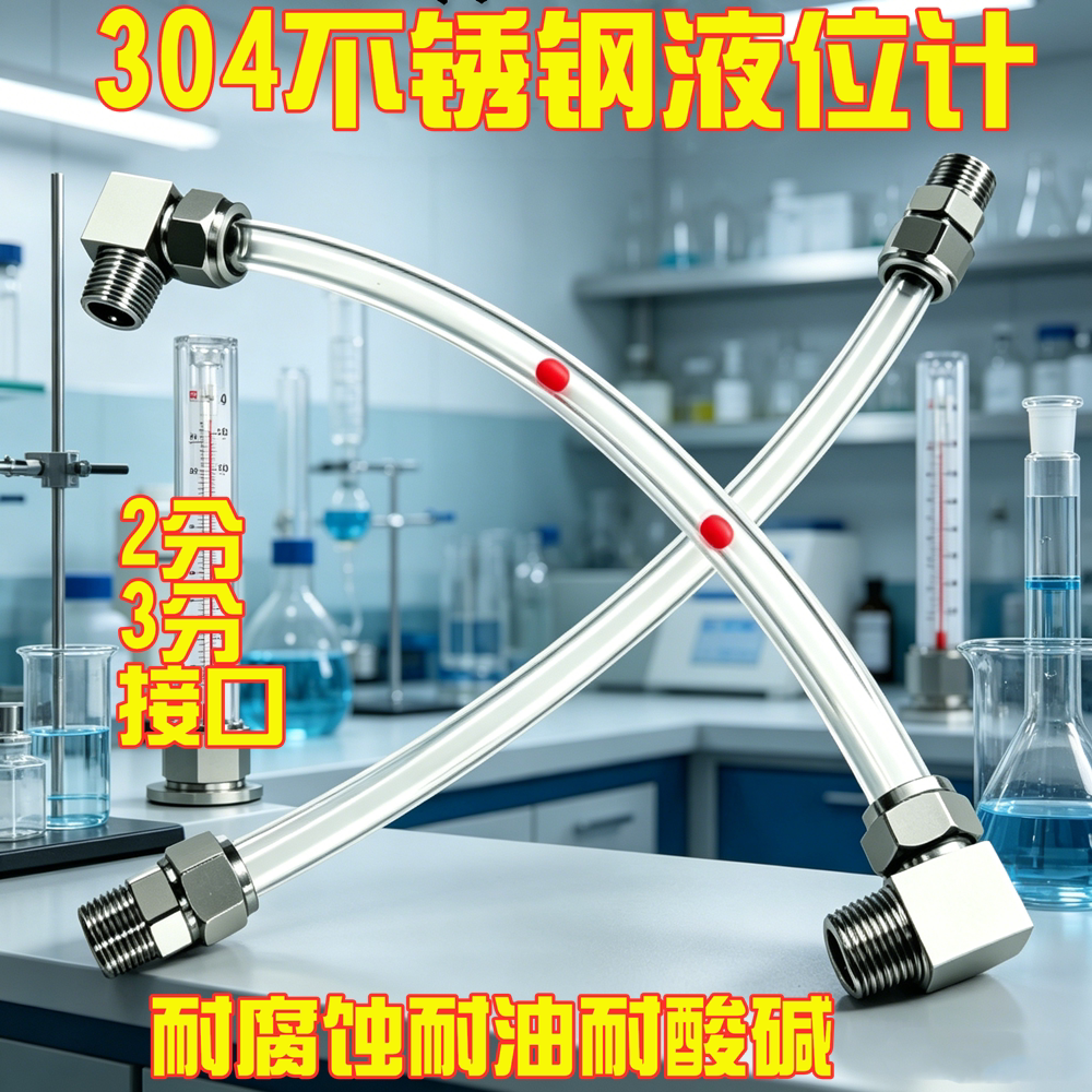 304不锈钢液位计L型弯管耐腐蚀耐油耐酸碱实验室专用水位计油位计