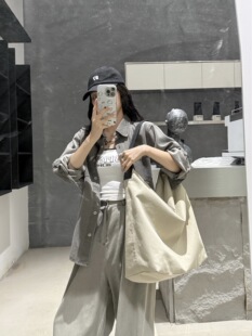 新品小众设计帆布包女大容量单肩包休闲百搭编织宽肩带托特包袋女