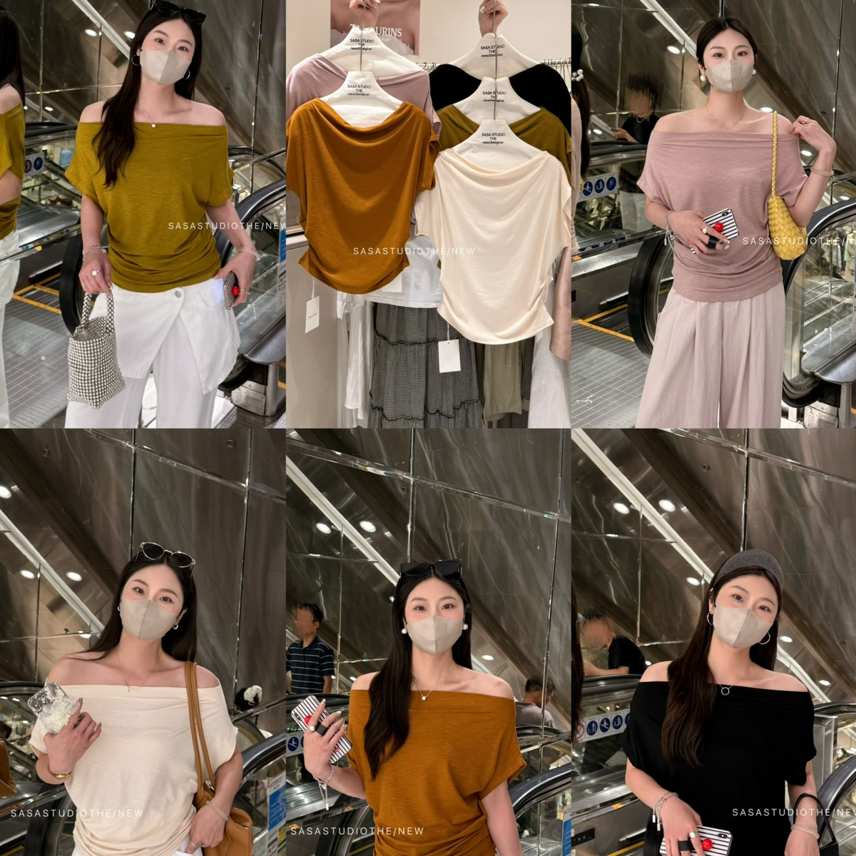 SASA家-夏上新简约一字肩时尚套头百搭短袖T恤YS1-21478