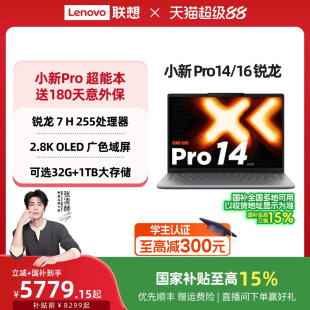 Pro16 旗舰锐龙版 学习办公游戏电脑 国家补贴 正品 16英寸轻薄本笔记本电脑 联想小新Pro14 标压处理器