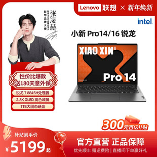 AI超能本 联想小新Pro14 Pro14锐龙14英寸游戏轻薄笔记本电脑大学生学习办公电脑联想电脑官方 百补
