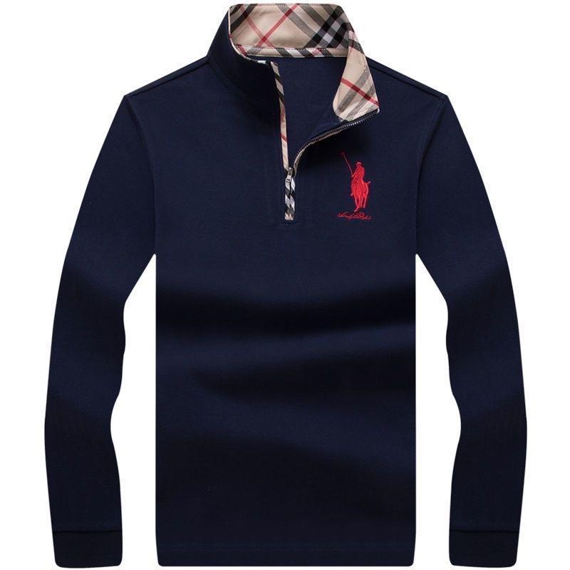 保罗正品经典保罗POLO衫男士立领长袖T恤春秋季宽松大码翻领纯棉