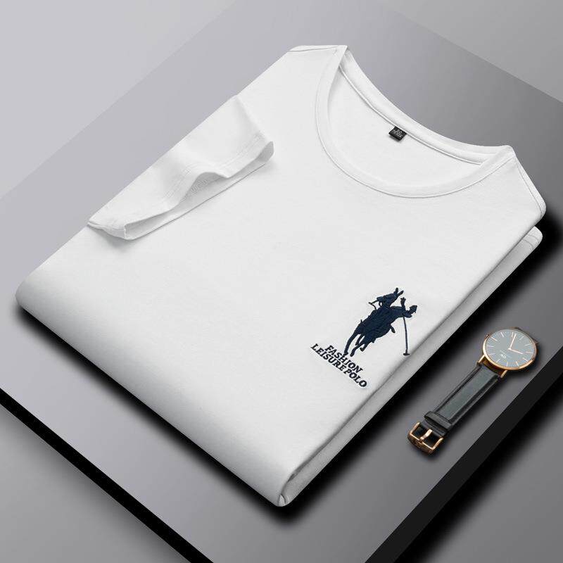 保罗正品男装保罗马标刺绣夏季新款商务男士t恤纯棉圆领短袖T恤