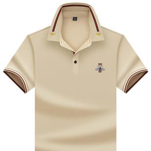 保罗正品短袖男t恤夏高端大牌小蜜蜂刺绣polo衫男式翻领商务宽松