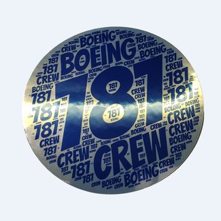 我爱飞行 波音boeing787登机机组旅行箱卡通飞机金属防水圆贴纸