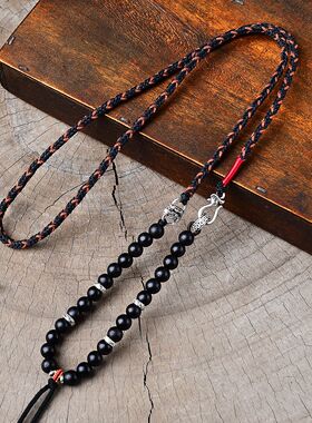 原创设计纯手工编织藏式棉绳挂脖吊坠项链绳国风文玩手工配挂绳子