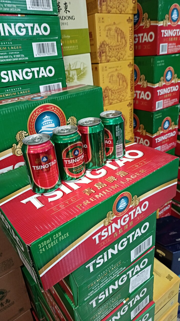 青岛啤酒出口双狮小绿罐330ml*24听高浓酒精度特价