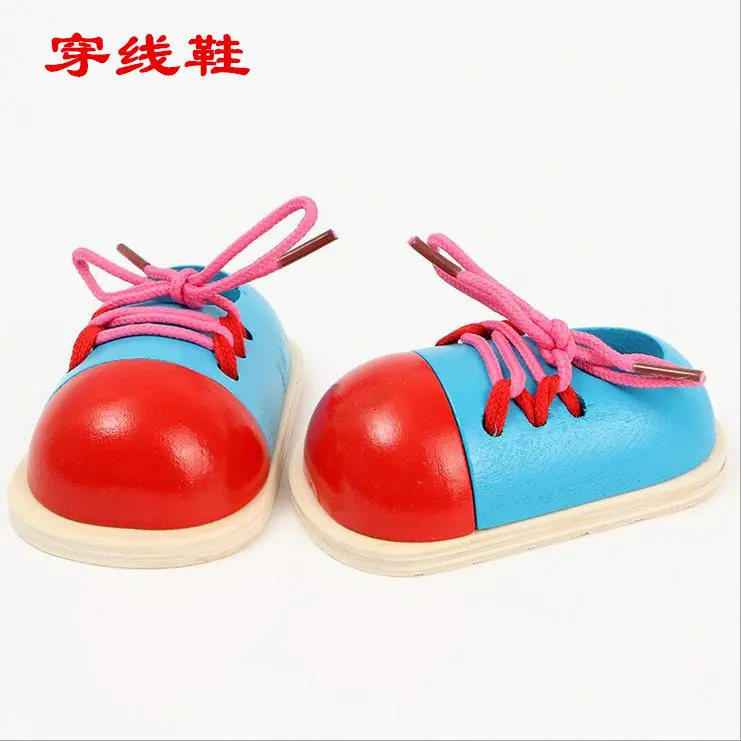 热卖儿童益智力木制鞋子玩具