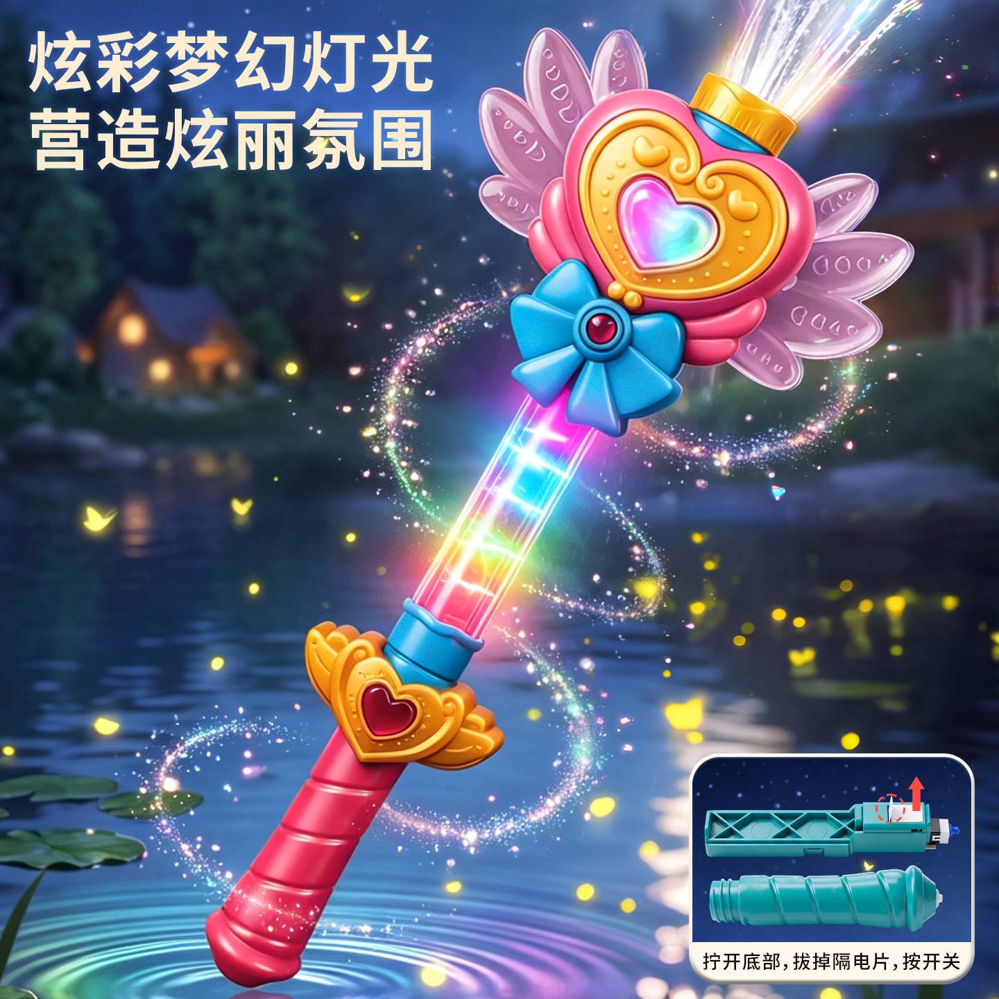 发光仙女棒魔法水枪多孔抽拉