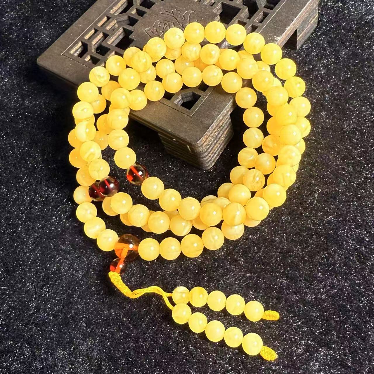 保真天然波罗的海蜜蜡108手串项链佛珠 7.3mm 男女款 原矿证书