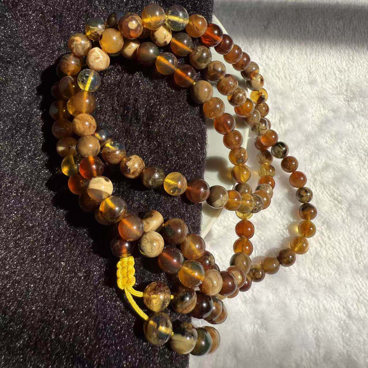 保真天然缅甸琥珀108手串金珀蜜蜡根珀血珀多宝佛珠项链 6mm 女