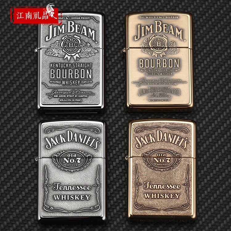 zippo打火機美國原裝正品純銅貼章金色占邊酒254BJB929沾邊酒標