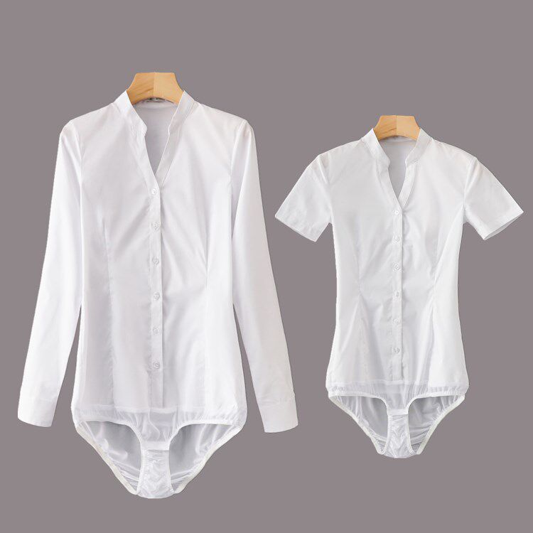 v领连体弹力工作服装面试衬衫