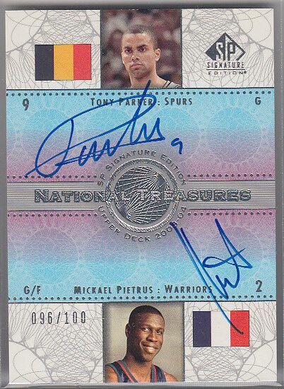 nba球星卡 ud 马刺队 托尼 帕克 签名 国旗亲笔签字卡