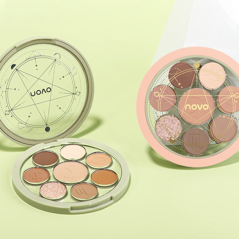 NOVO柔闪星河晶灿眼影盘珠光哑光裸色奶咖大地色日常淡妆百搭眼影