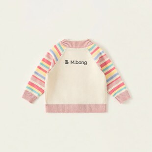 条纹拼接儿童拉链衫 新品 针织毛线小童外套 女童毛衣春季 YAYA童装