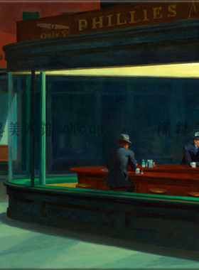 夜鹰 夜游者 Edward Hopper 霍普艺术装饰画客厅书房酒吧咖啡厅