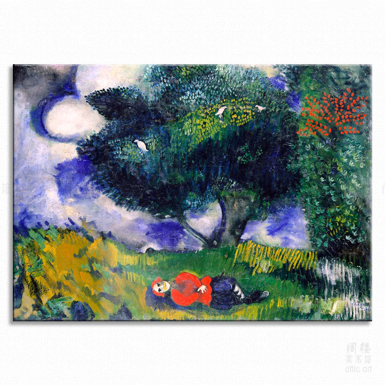 诗人与鸟儿 marc chagall 夏加尔装饰画家居艺术法式浪漫定制照片