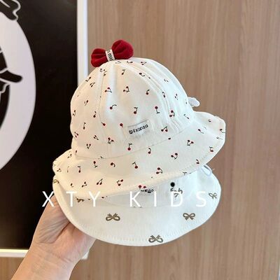 婴儿春秋薄款防晒蝴蝶结渔夫帽