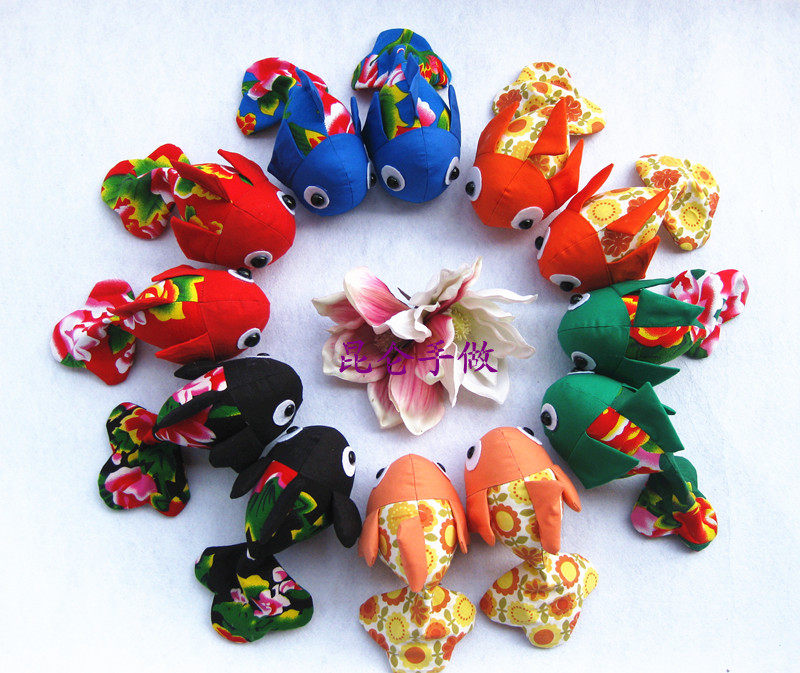 布艺摆件 卡通小鱼diy手工布艺小金鱼 纯手工缝制布艺金鱼