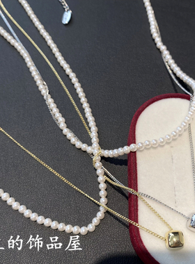 小众方糖珍珠韩版项链欧比·雅比