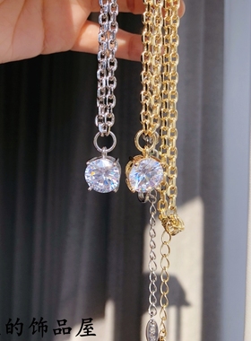 欧比雅比个性百搭大颗锆石短项链