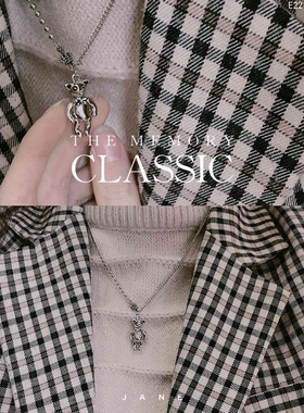 欧美休闲潮流皇冠小熊短项链