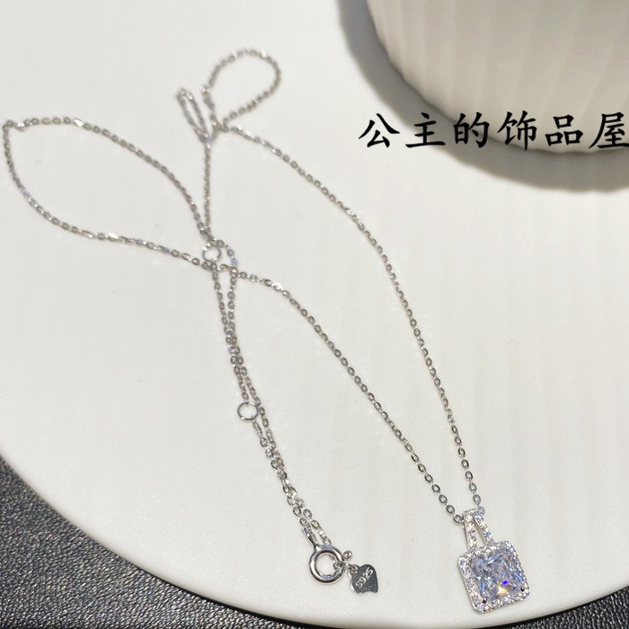 气质小众镶锆石925纯银项链古丽