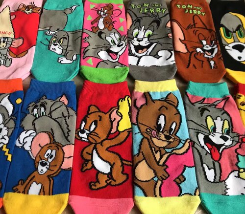 出口日本原单猫和老鼠Tom and Jerry儿童成人尺码棉质船袜