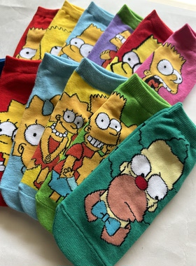 出口日本原单辛普森一家TheSimpsons卡通可爱棉质船袜短袜