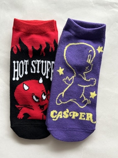出口日本原单鬼马小精灵Casper里面的Hot Stuff 小火魔棉质短袜