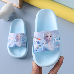 迪士尼儿童拖鞋 爱莎公主防滑女童软底室内卡通夏男童洗澡宝宝凉拖
