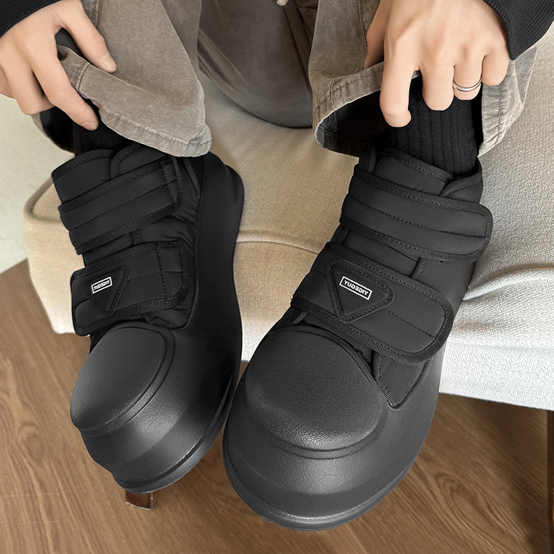 棉鞋男冬季加绒加厚一脚蹬男鞋黑色防寒保暖棉靴魔术贴厚底雪地靴,流行男鞋,时尚雪地靴,淘宝优惠券,粉丝福利购,淘宝优惠卷