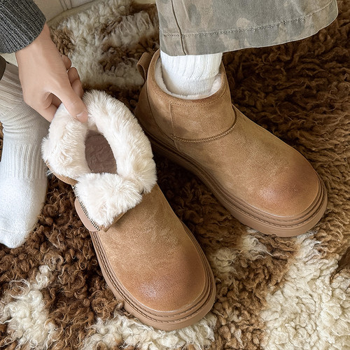 保暖防寒棉靴一脚蹬翻毛雪地靴