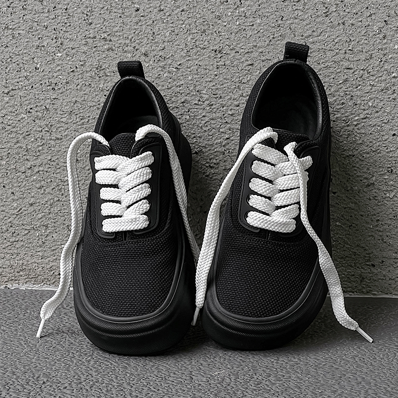 潮牌高级感板鞋百搭厚底帆布鞋男