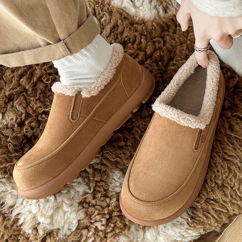 加绒一脚蹬男鞋翻毛防寒保暖棉靴