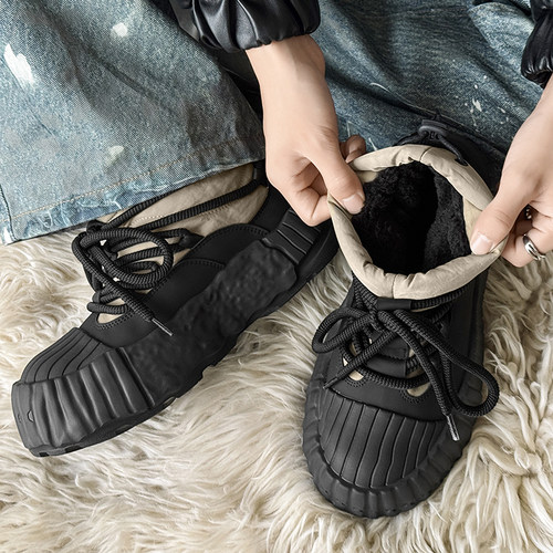 厚底棉靴户外羽绒男鞋防寒棉鞋