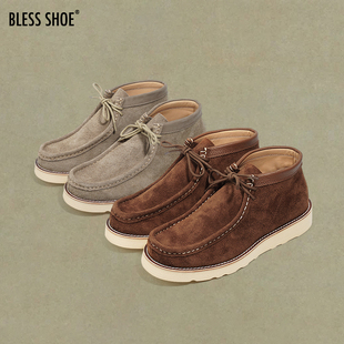 长绒牛皮男女同款 BLESS SHOE WALLABEE复古真皮袋鼠鞋 舒适休闲鞋