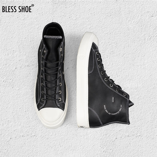 BLESS手工制作真皮高帮休闲鞋