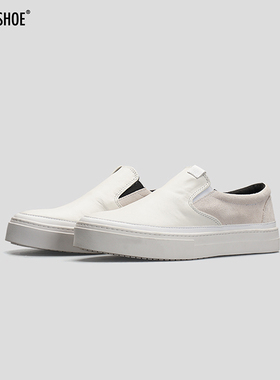 BLESS SHOE PURE slip-on 白色小牛皮复古拼接休闲鞋手工制懒人鞋