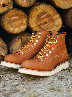 BLESS SHOE LINEMAN BOOTS 加厚荔枝纹牛皮固特异高帮圆头靴马丁