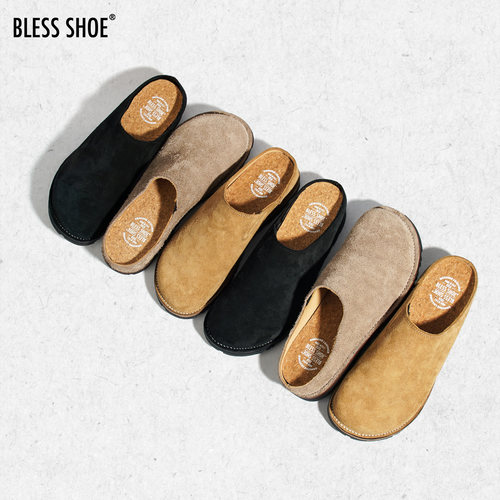 BLESSSHOE真皮手工包头穆勒鞋