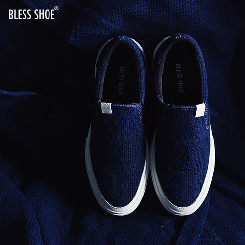 BLESSSHOE天然蓝染低帮懒人鞋