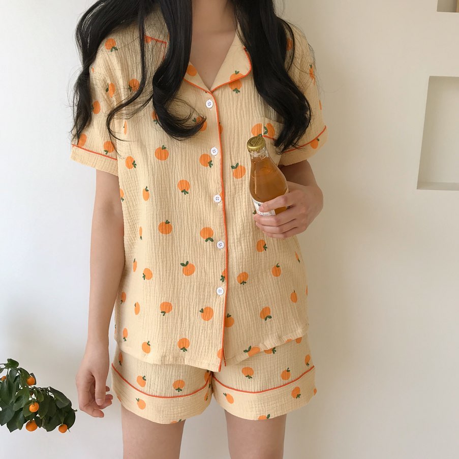 全棉套装可爱睡衣同款夏季家居服