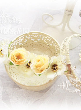 意大利罗马进口森系海滩风琴仙气森系黄色花朵女手链 5132