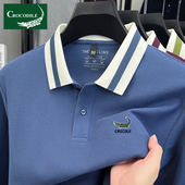 T恤男100%纯棉春秋季 2025新款 男士 鳄鱼恤长袖 翻领休闲polo衫 上衣