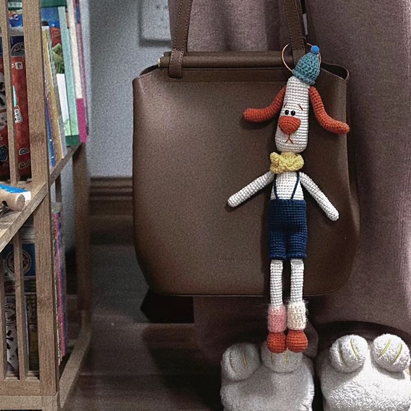 毛线勾织卡通娃钥匙套