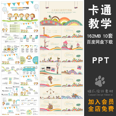 卡通风格幼教师范毕业设计演讲61儿童节工作汇报PPT模板动态幻灯