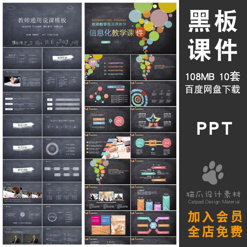 黑板风格毕业设计研究学习讨论分析总结PPT模板动态幻灯片动态