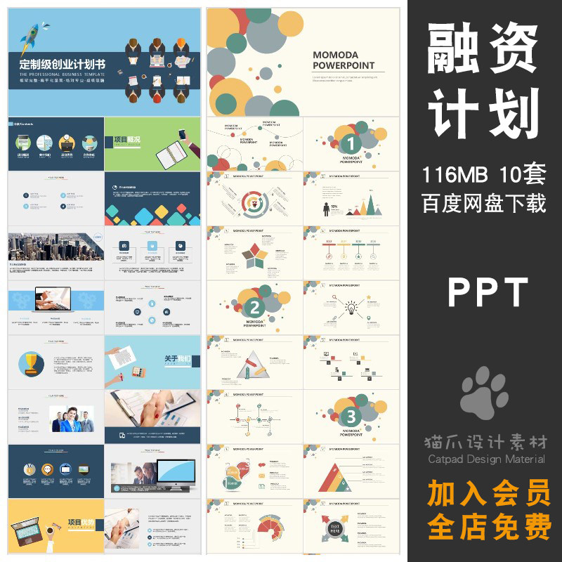 融资计划数据分析电商商务工作汇报互联网科技PPT模板动态幻灯片